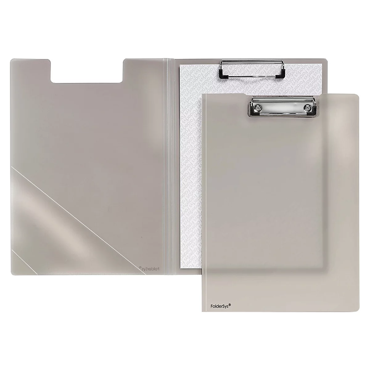 Porte-bloc A4, clip avec coins en plastique, pochette transparente triangulaire à l'intérieur, PP, transparent à la fumée