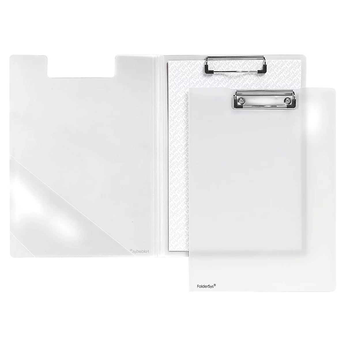 Porte-bloc A4, clip avec coins en plastique, pochette transparente triangulaire à l'intérieur, PP, transparent mat