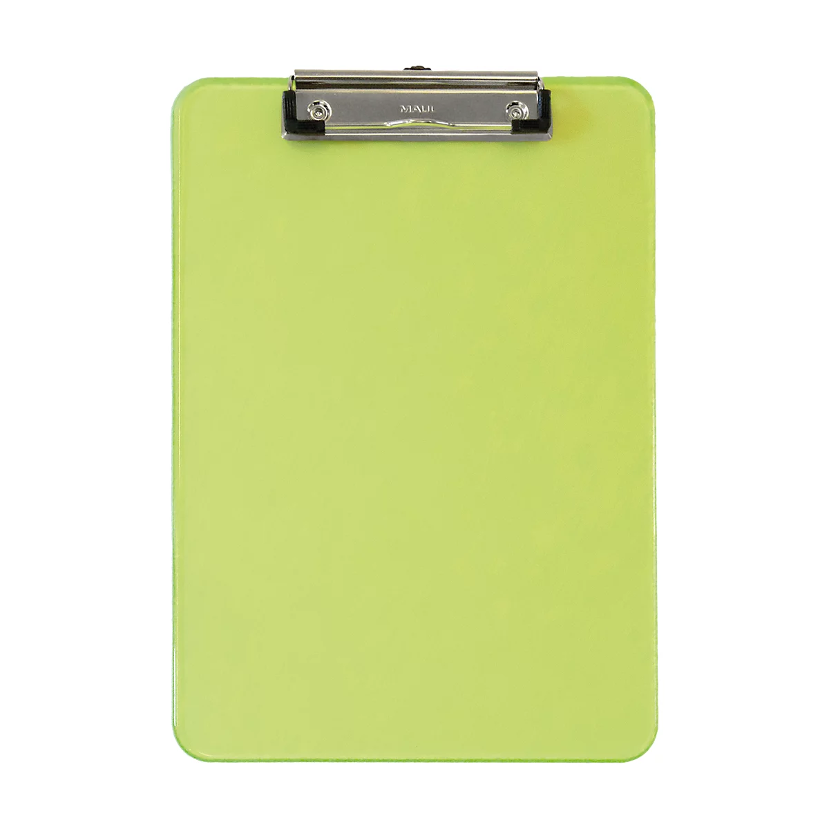 Porte-bloc MAUL, format A4, plastique, avec œillet de suspension, vert néon-transparent