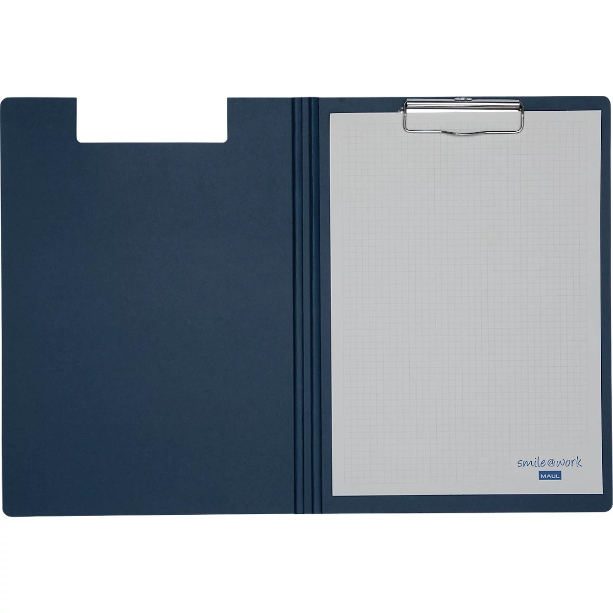 Porte-bloc Maul MAULbalance, A4, pince 8 mm, personnalisable, à suspendre, L 323 x l 234 x H 16 mm, carton, recyclable, bleu