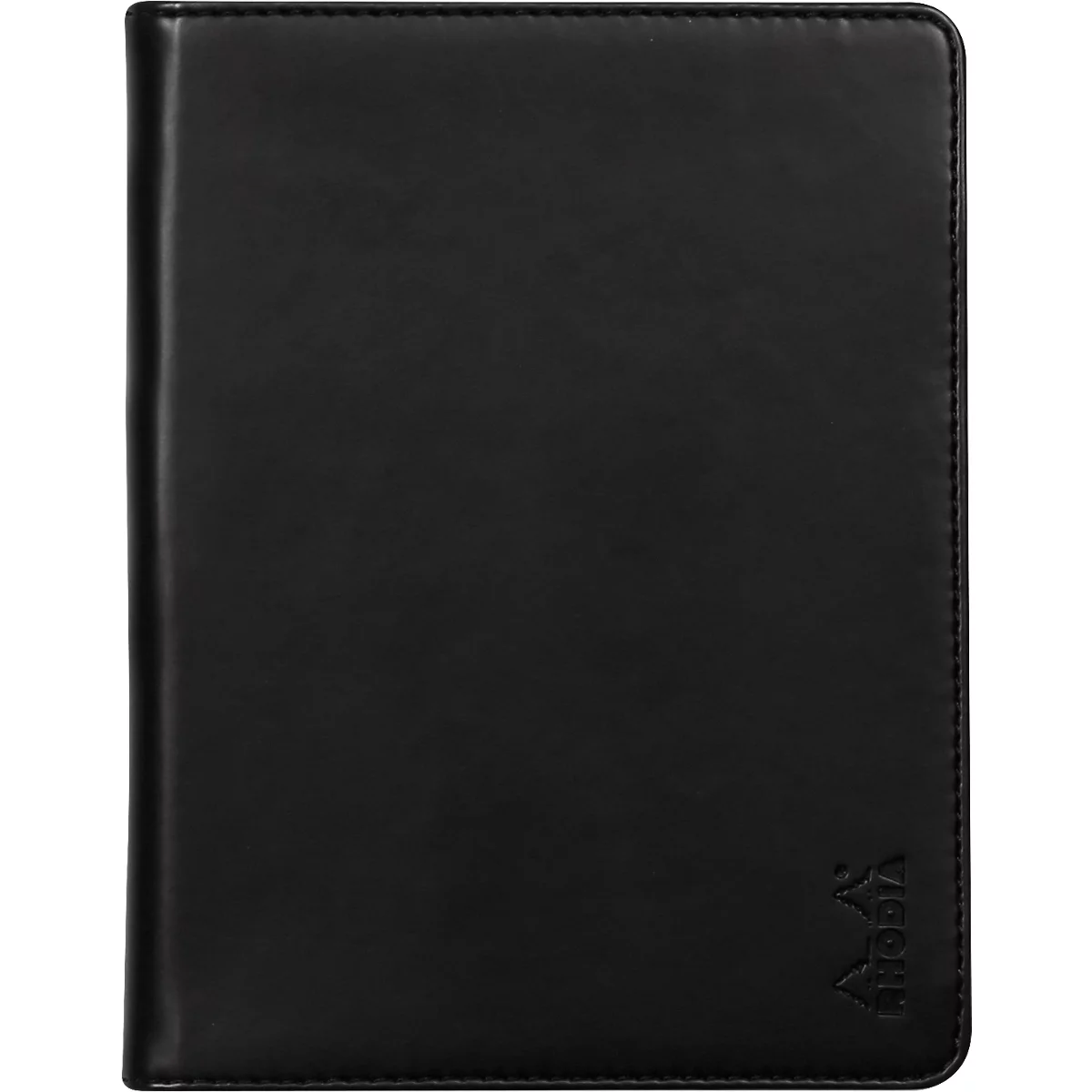 Porte-bloc-notes Rhodia, DIN A6, similicuir, poche intérieure, passant pour stylo