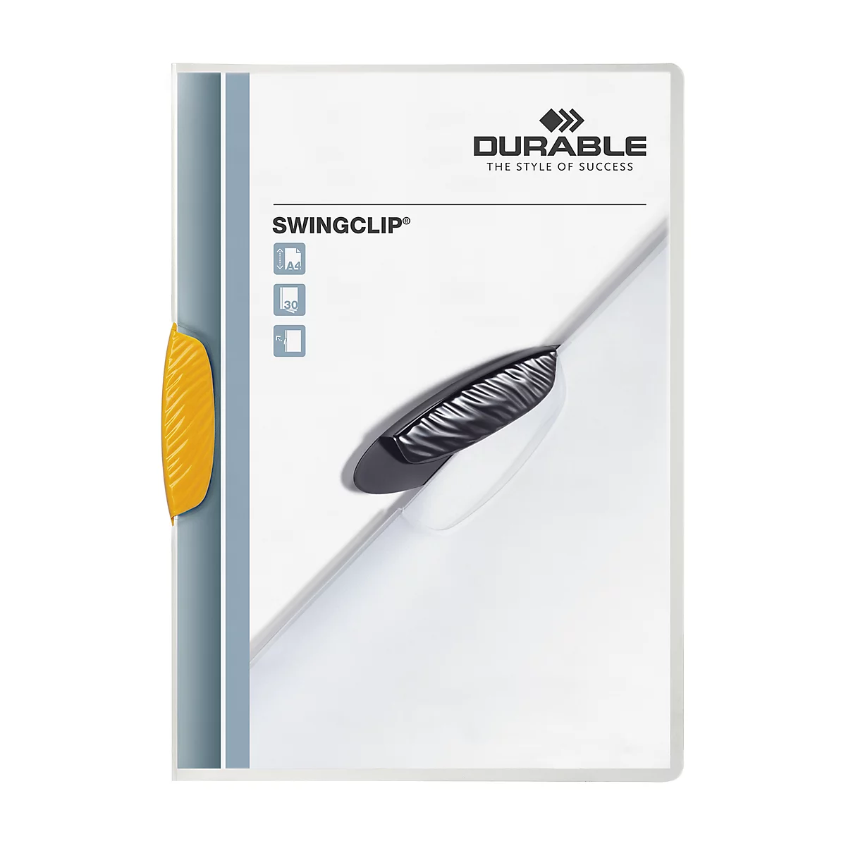 Porte-bloc Swingclip DURABLE, format A4, PP, avec clip, jaune