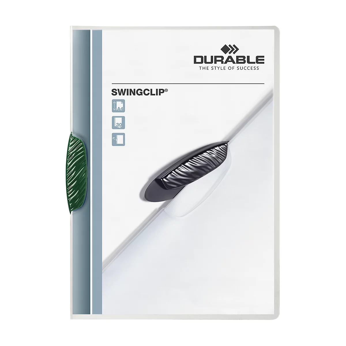 Porte-bloc Swingclip DURABLE, format A4, PP, avec clip, vert