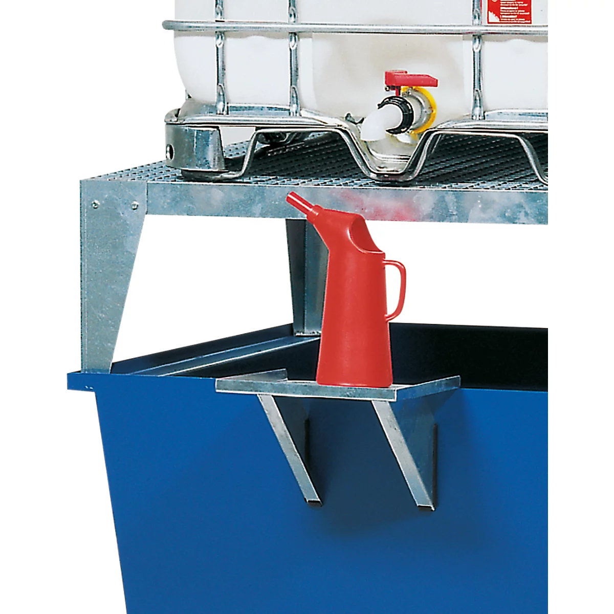 Porte-canettes pour bacs collecteurs asecos IBC, acier galvanisé, L 370 x P 410 x H 310 mm