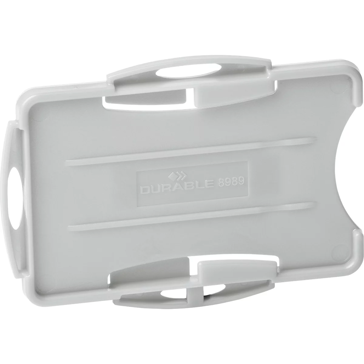 Porte-carte Durable Eco, pour 2 cartes, 10 pièces, format portrait ou paysage, L 54 x H 87 mm, plastique recyclé, gris
