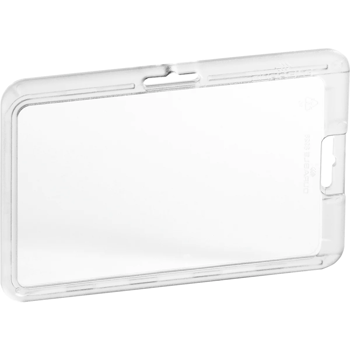 Porte-carte Durable PERMANENT, pour 1 carte au format vertical/transversal, mécanisme de sécurité, avec pattes de fixation, polycarbonate, transparent, 10 pièces
