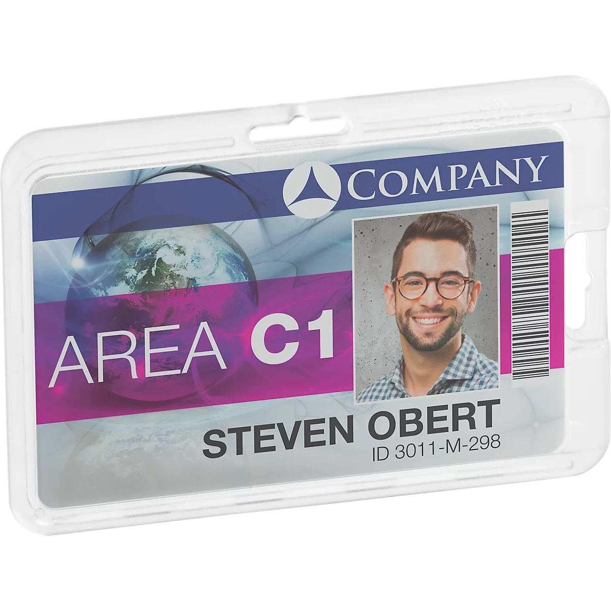 Porte-carte Durable PERMANENT, pour 1 carte au format vertical/transversal, mécanisme de sécurité, avec pattes de fixation, polycarbonate, transparent, 10 pièces