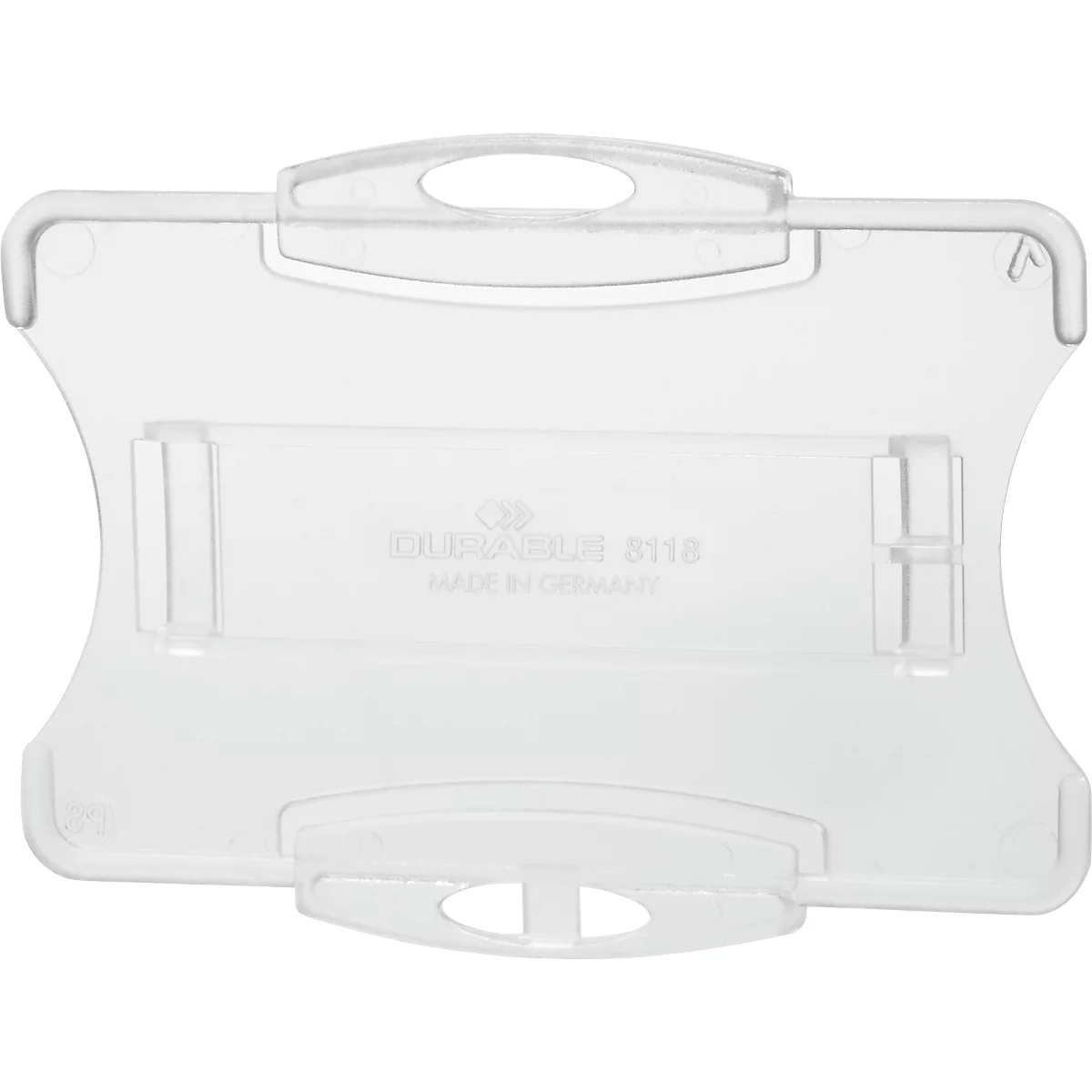 Porte-carte Durable, pour 1 carte au format vertical/transversal, avec pattes de fixation, L 92 x H 70 mm, polystyrène, transparent, 10 pièces