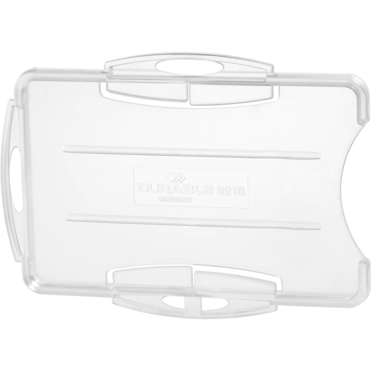 Porte-carte Durable, pour 2 cartes au format vertical/transversal, avec languettes de fixation, L 95 x H 70 mm, polystyrène, transparent, 10 pièces