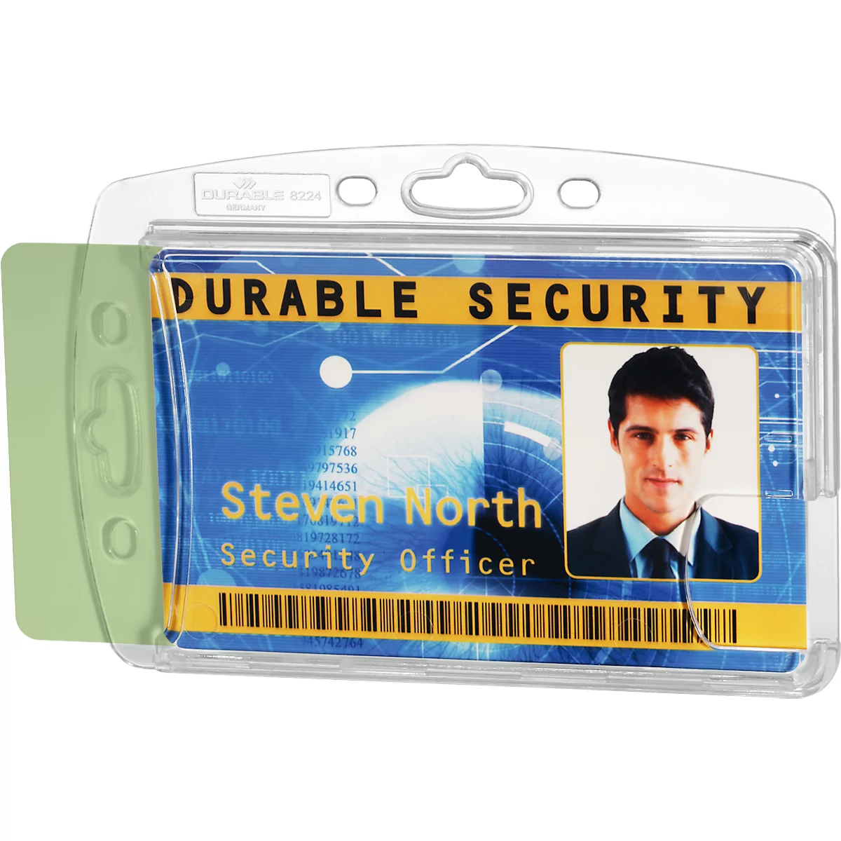 Porte-cartes Durable HARTBOX, pour 2 cartes au format vertical/transversal, découpe au pouce, pattes de fixation, L 101 x H 71 mm, polystyrène, transparent, 10 pièces