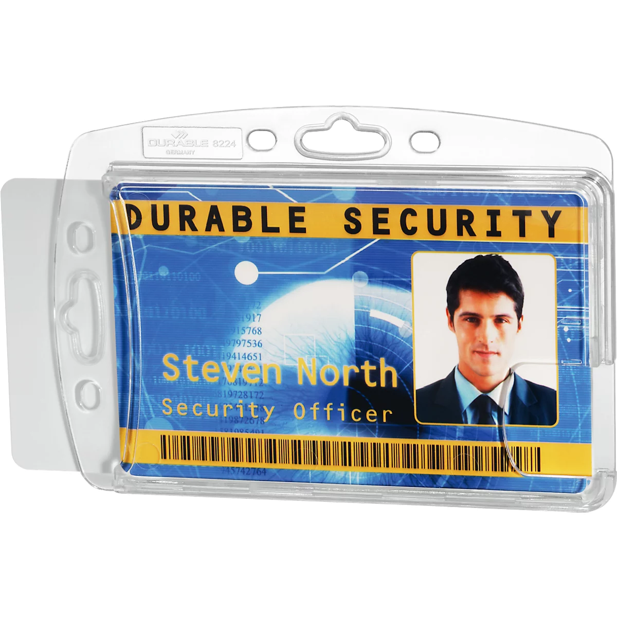 Porte-cartes Durable HARTBOX, pour 2 cartes au format vertical/transversal, découpe au pouce, pattes de fixation, L 101 x H 71 mm, polystyrène, transparent, 10 pièces