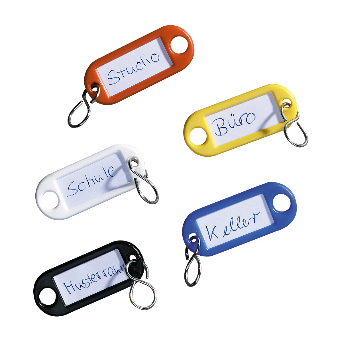 Porte-clés en plastique avec annneau, couleurs assorties, lot de 16 pièces