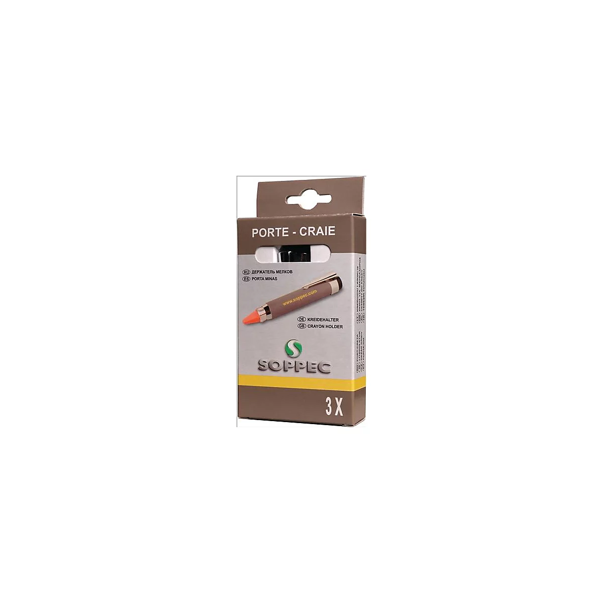 Porte-craies rond/carré L.120mm 3 pcs/boîte SOPPEC