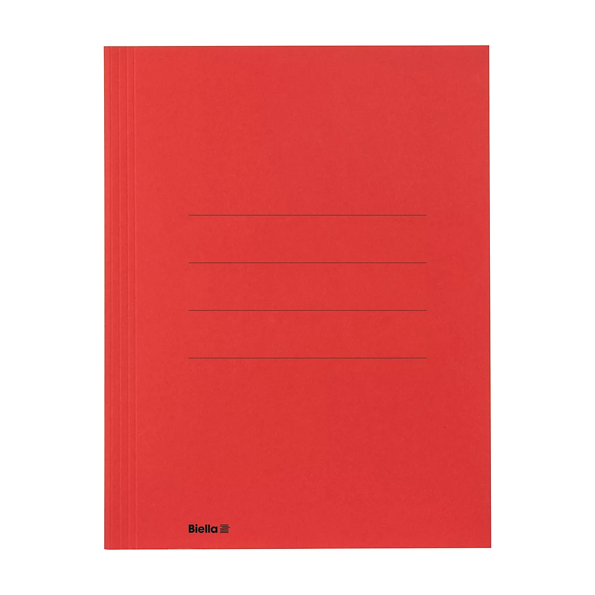 Chemise rouge avec lignes horizontales. 'Biella' est écrit en bas à droite.