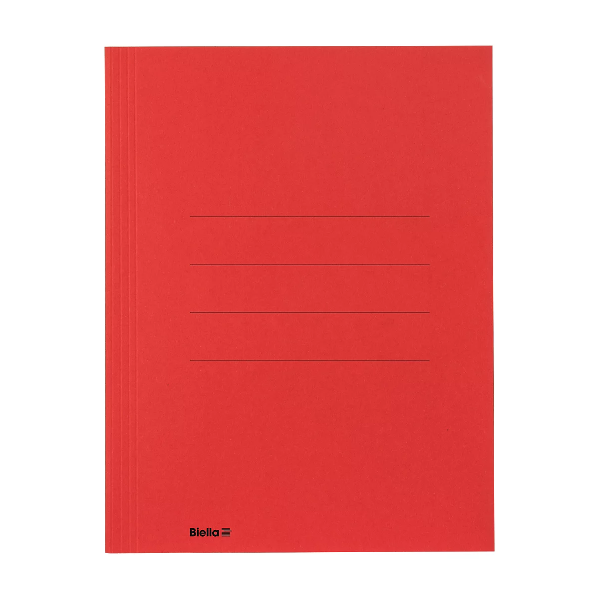 Chemise rouge, avec trois lignes pour l'étiquetage et le logo.