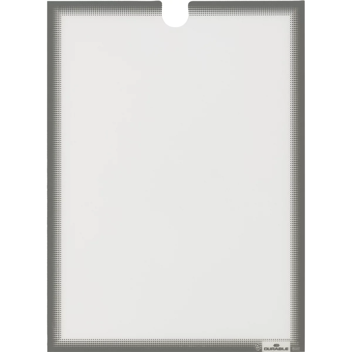 Porte-documents Durable, format A4 vertical et horizontal, autocollant grâce à 3 bandes adhésives au dos, aide à l'insertion, gris anthracite, PP, 5 pièces