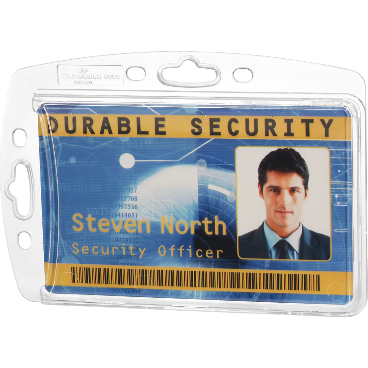 Porte-étiquette Durable HARTBOX, pour 1 carte au format vertical/transversal, prédécoupé au pouce, pattes de fixation, L 101 x H 71 mm, polystyrène, transparent, 10 pièces