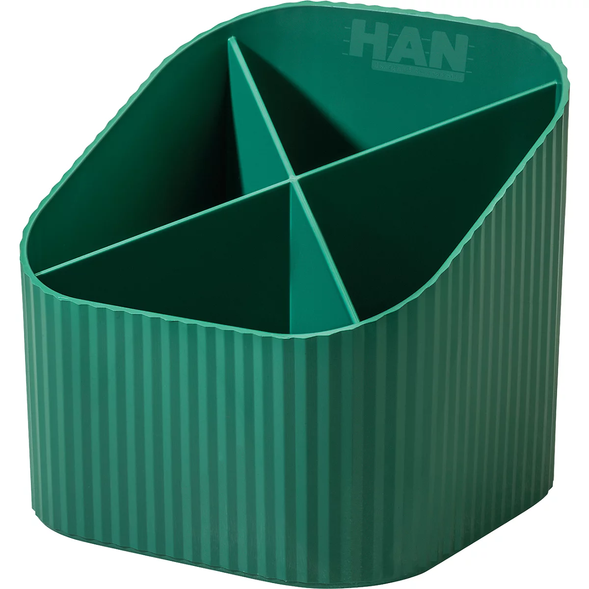 Porte-plume HAN Karma, 4 compartiments de hauteur différente, L 111 x H 105 x P 111 mm, plastique recyclé, vert