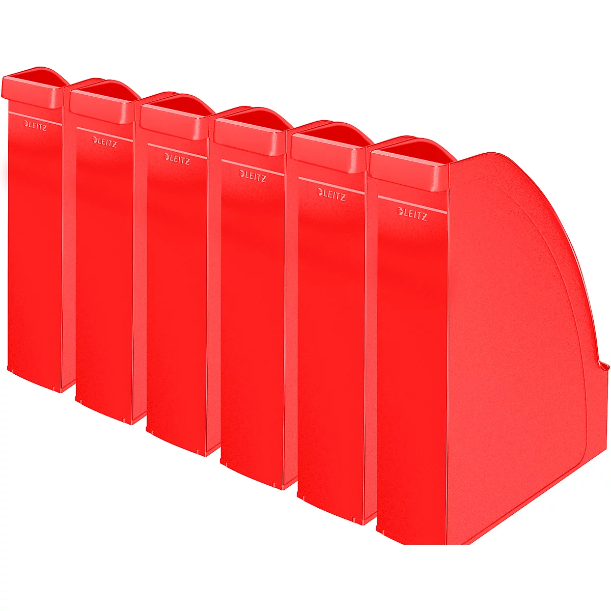 Porte-revues 2476 LEITZ®, l. de la tranche 70 mm, polystyrène, 6 p., rouge