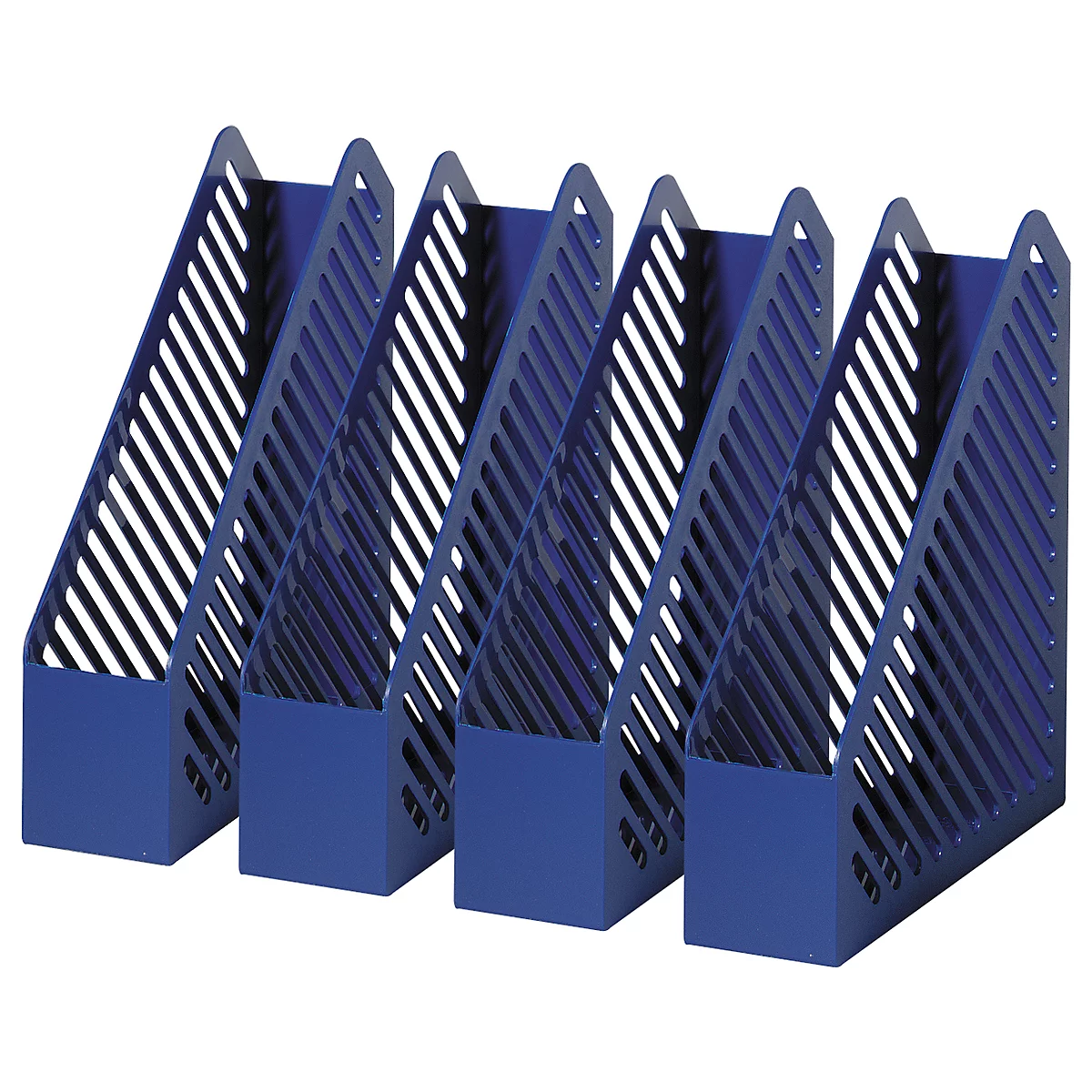 Porte-revues HELIT, largeur 75 mm, polystyrène, bleu, 4 p.