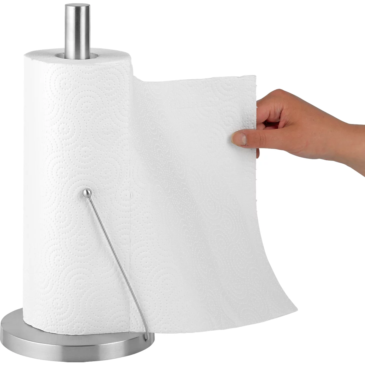 Porte-rouleau de cuisine Caterado SAM, avec aide à l'arrachage, Ø 150 x H 330 mm, inox, argenté