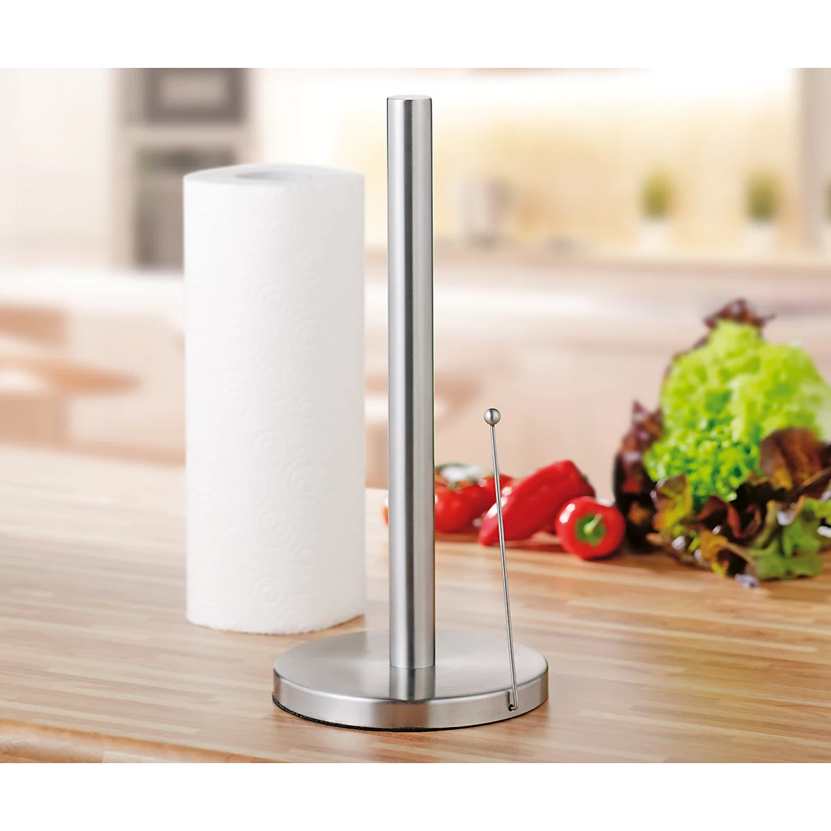 Porte-rouleau de cuisine Caterado SAM, avec aide à l'arrachage, Ø 150 x H 330 mm, inox, argenté