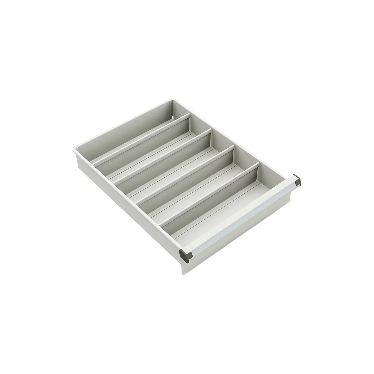 Porte-tiroirs Treston, 4 x séparateurs transversaux 375 mm, pour tiroirs 45 avec hauteur 100 mm, acier, gris clair