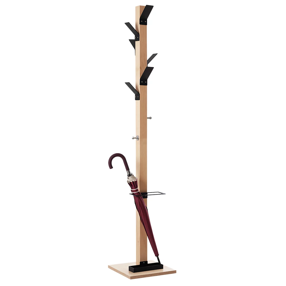 Portemanteau Easycloth, en bois massif, avec porte-parapluie, noir