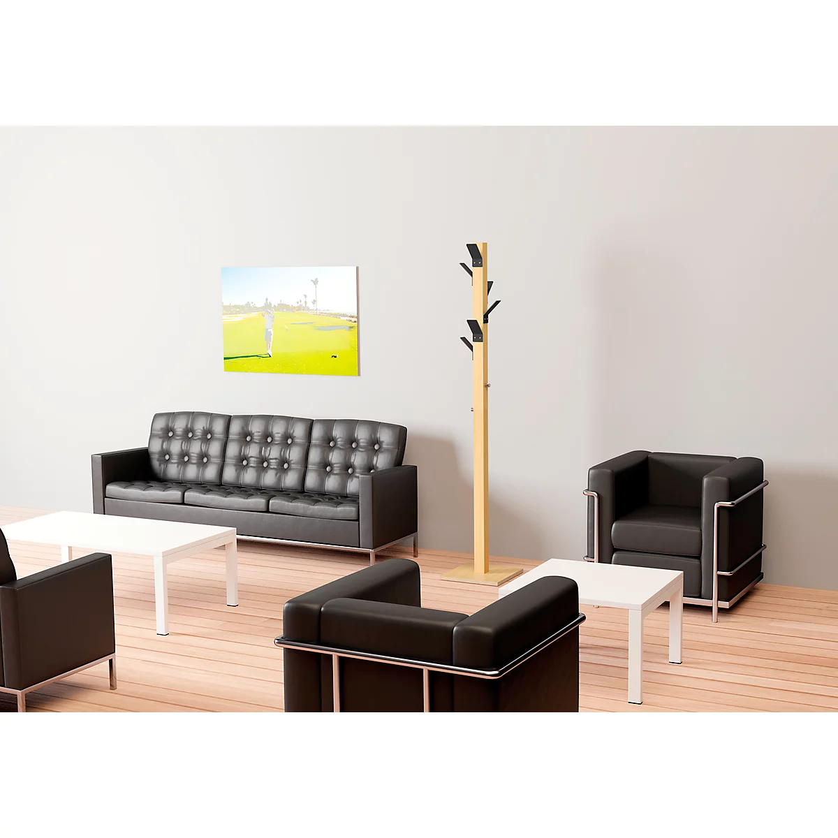 Portemanteau Easycloth, en bois massif, avec porte-parapluie, noir