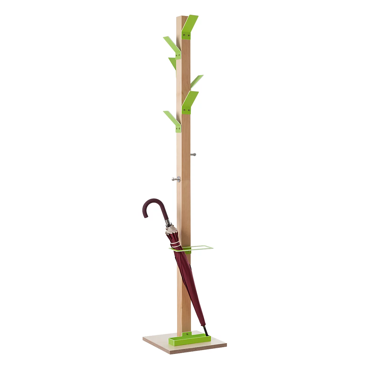 Portemanteau Easycloth, en bois massif, avec porte-parapluie, vert