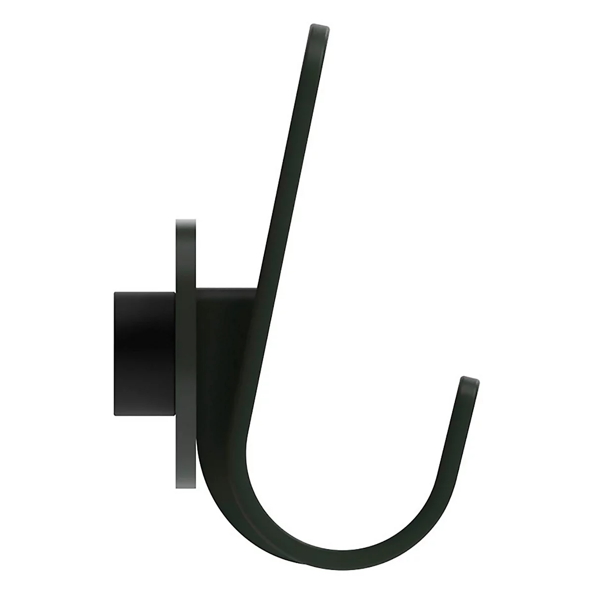 Crochet noir sur fond blanc.