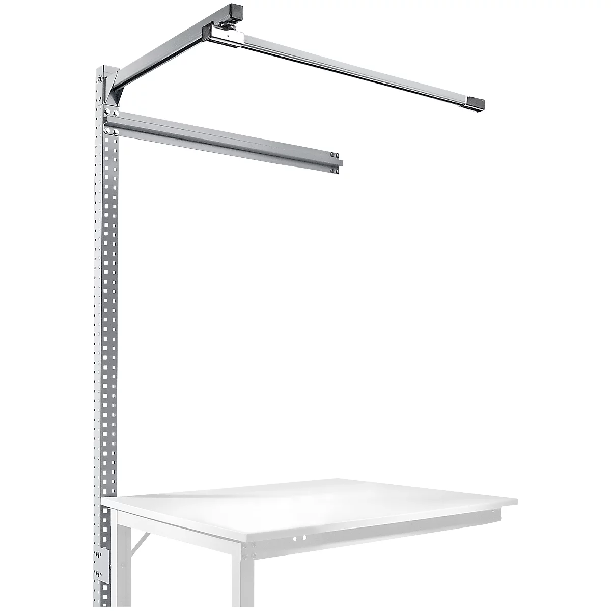 Portique av. contrefort, table d'extension STANDARD table travail/établi UNIVERSAL/PROFI, 1250 mm, alu argent