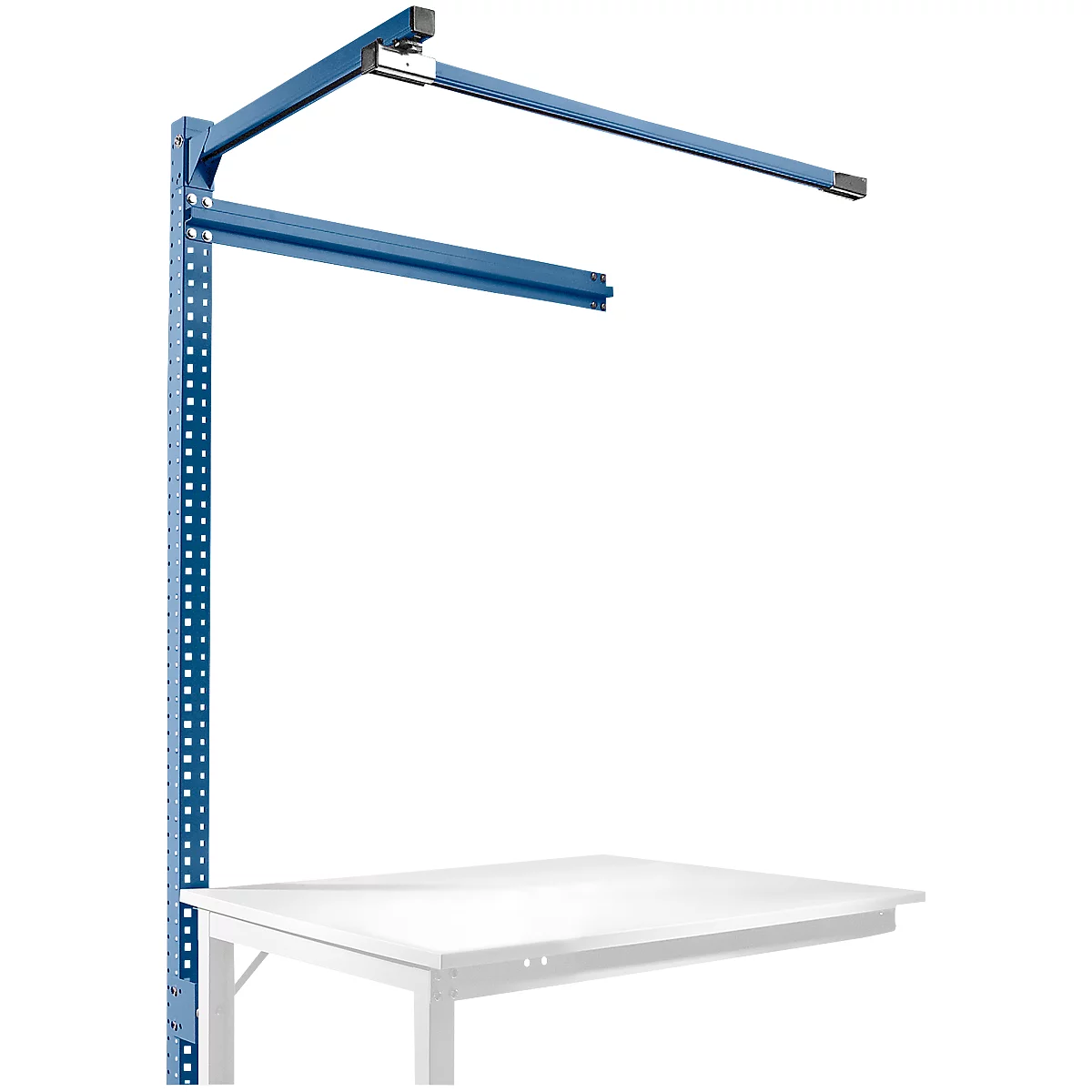 Portique av. contrefort, table d'extension STANDARD table travail/établi UNIVERSAL/PROFI, 1250 mm, bleu brillant