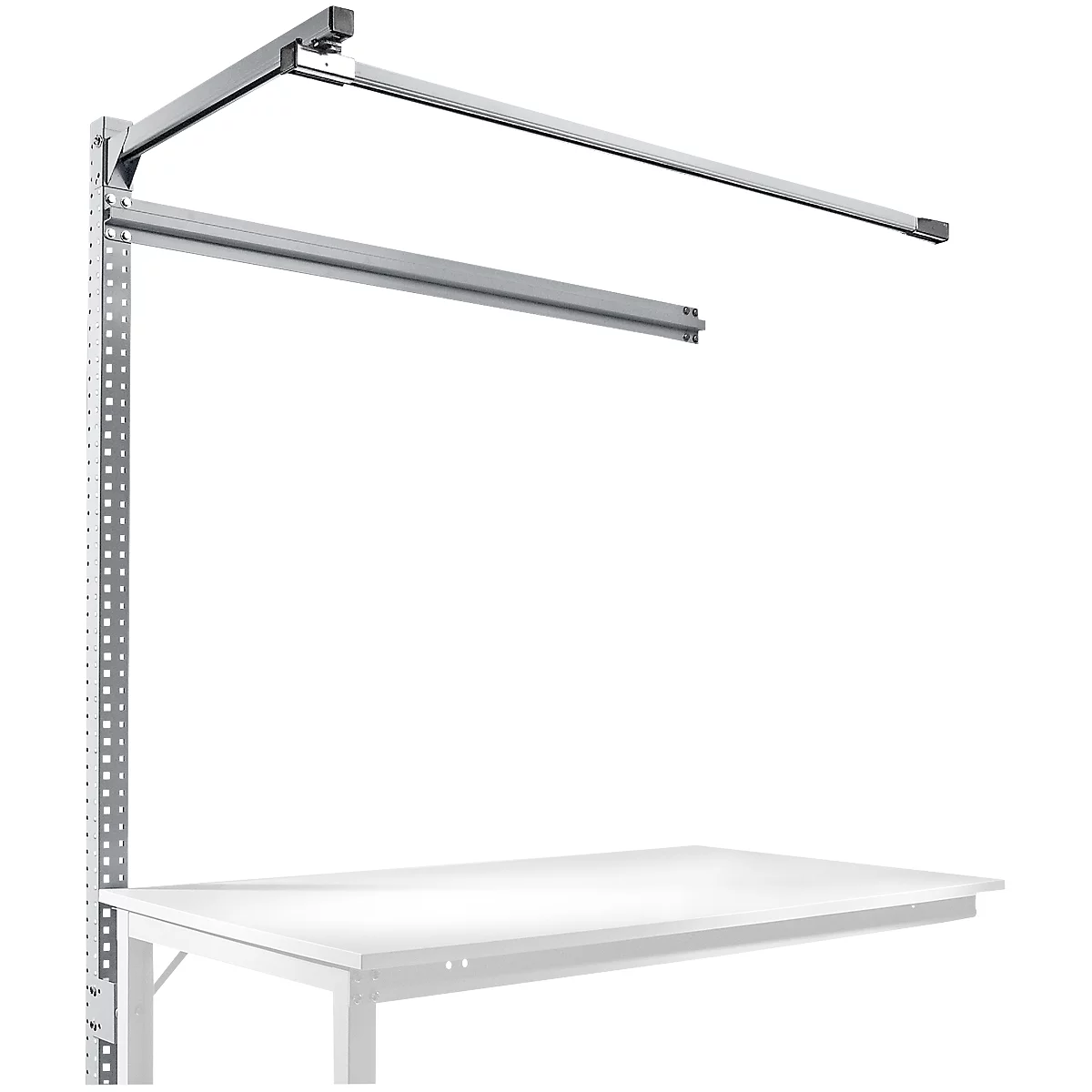 Portique av. contrefort, table d'extension STANDARD table travail/établi UNIVERSAL/PROFI, 1500 mm, alu argent