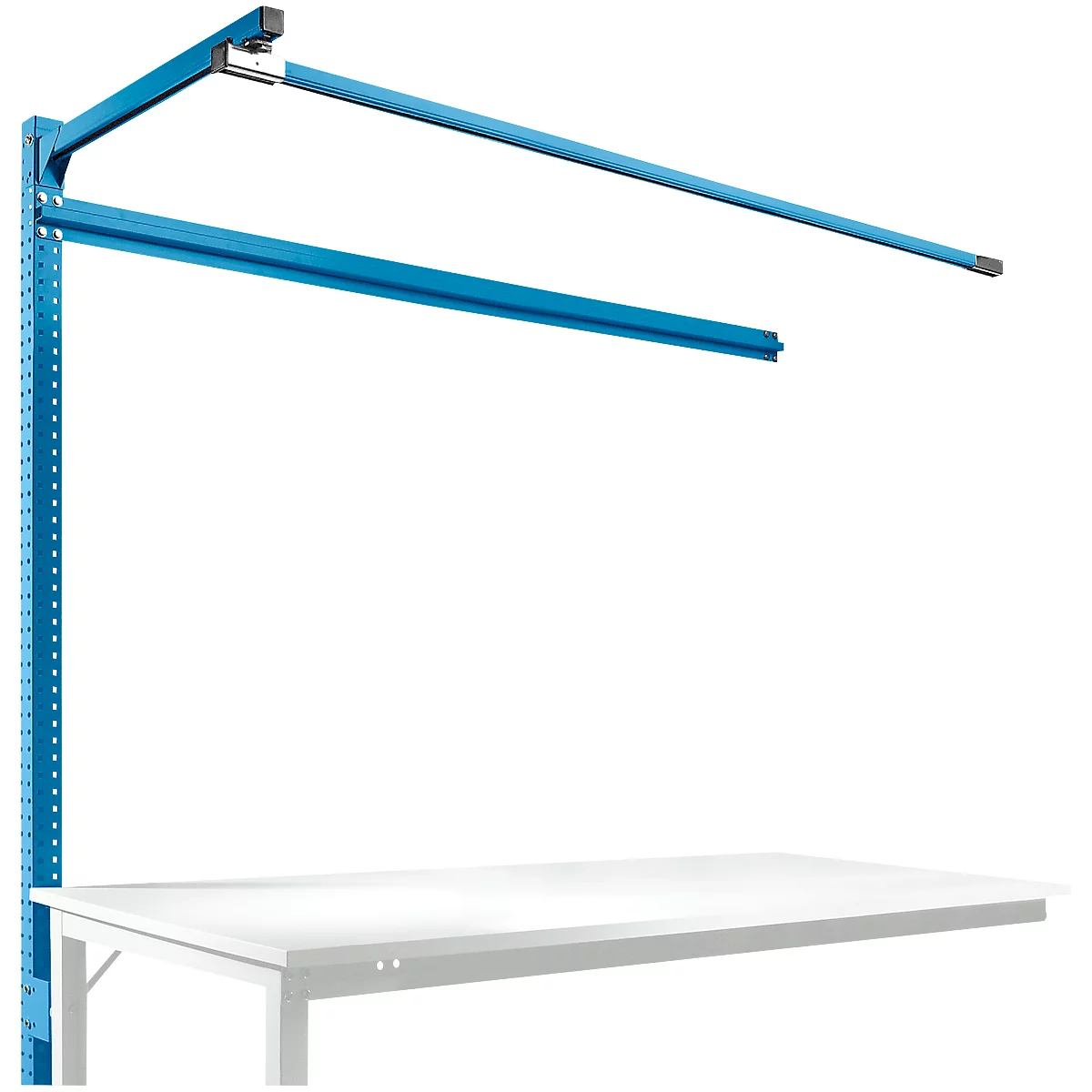 Portique av. contrefort, table d'extension STANDARD table travail/établi UNIVERSAL/PROFI, 1750 mm, bleu clair
