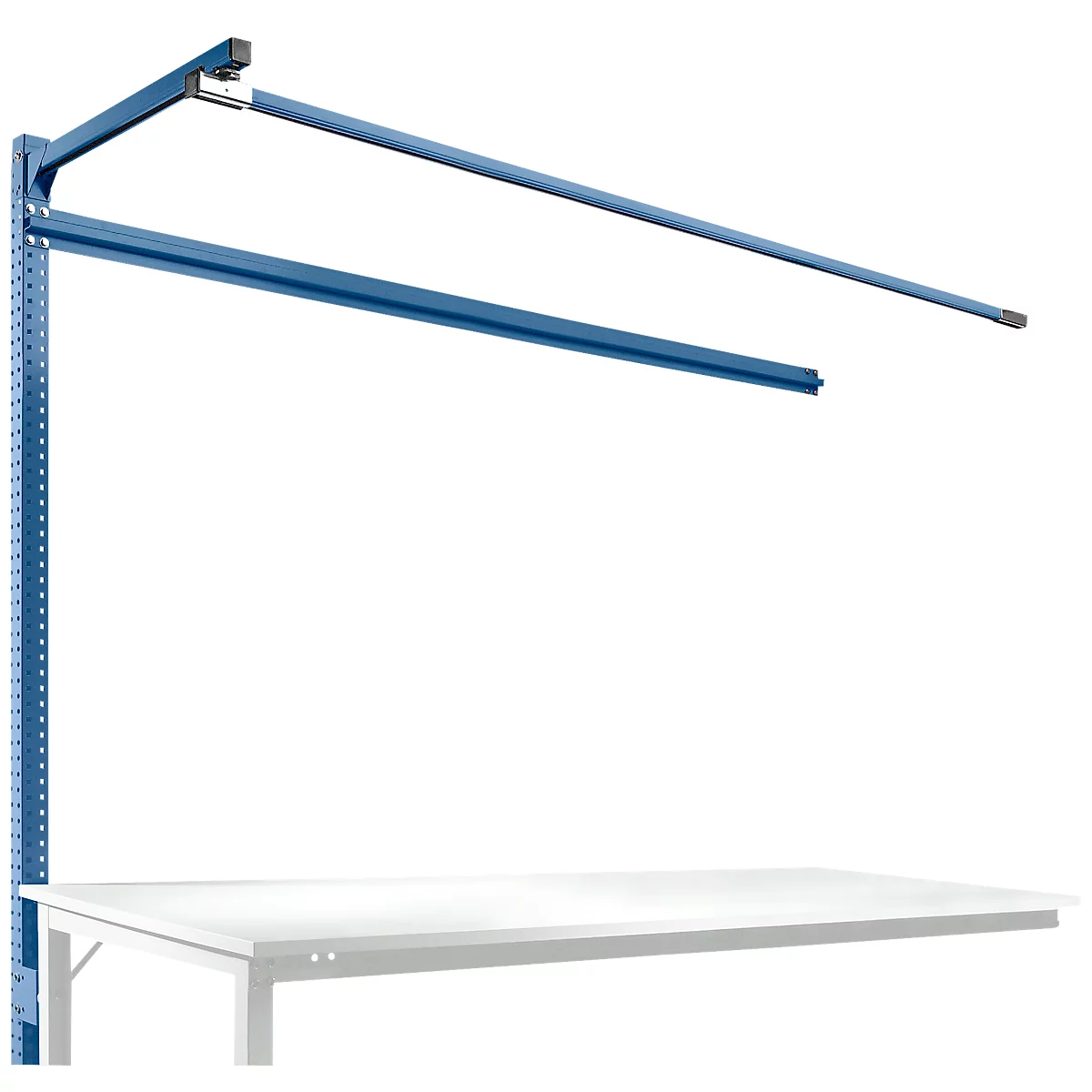 Portique av. contrefort, table d'extension STANDARD table travail/établi UNIVERSAL/PROFI, 2000 mm, bleu brillant