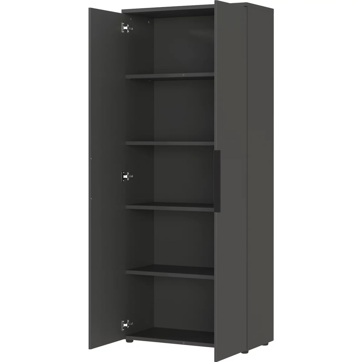 Porto archiefkast, 4 deuren en 2 legplanken, 5 OH, B 810 x D 400 x H 1970 mm, grafiet