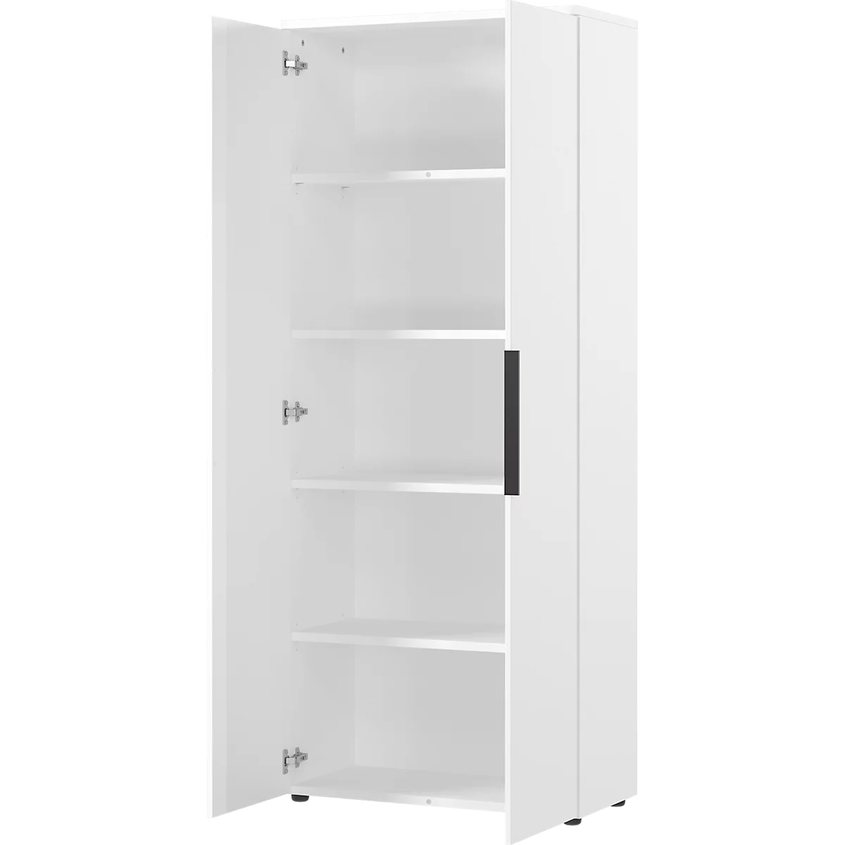 Porto archiefkast, 4 deuren en 2 legplanken, 5 OH, B 810 x D 400 x H 1970 mm, wit