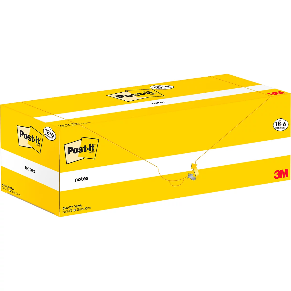 Gelbe Post-it-Notizen-Box mit dem Schriftzug "Post-it" und "notes".