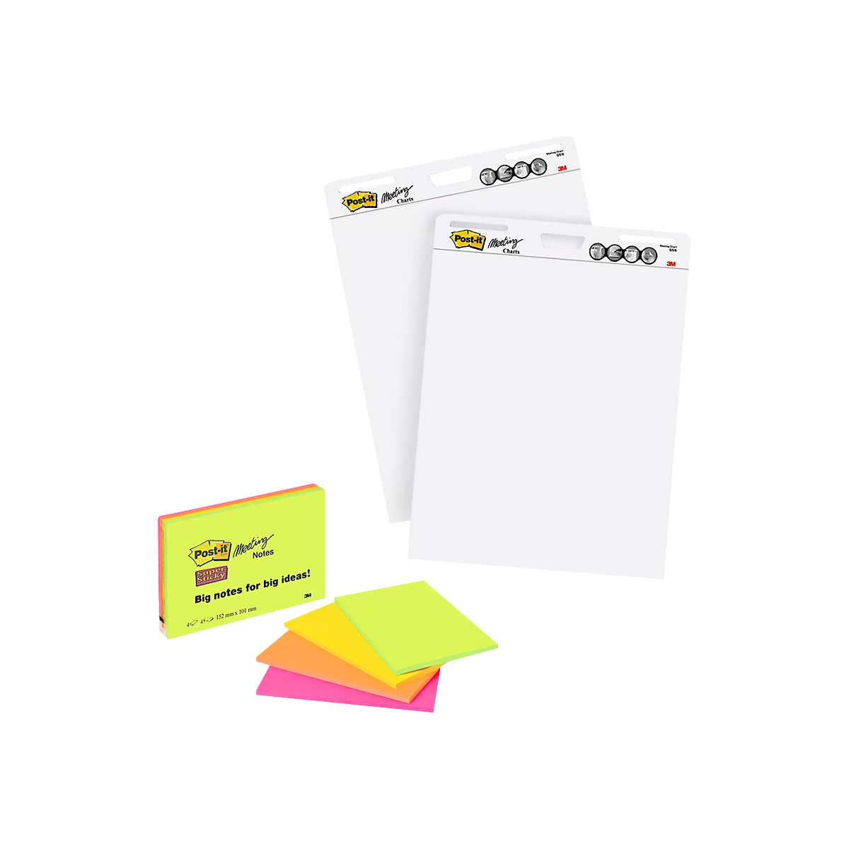 Post-it® Haftnotizen Super Sticky Meeting Charts 559, 635 x 762 mm, 60 Blatt, weiß, blanko + GRATIS Post-it® Haftnotizen