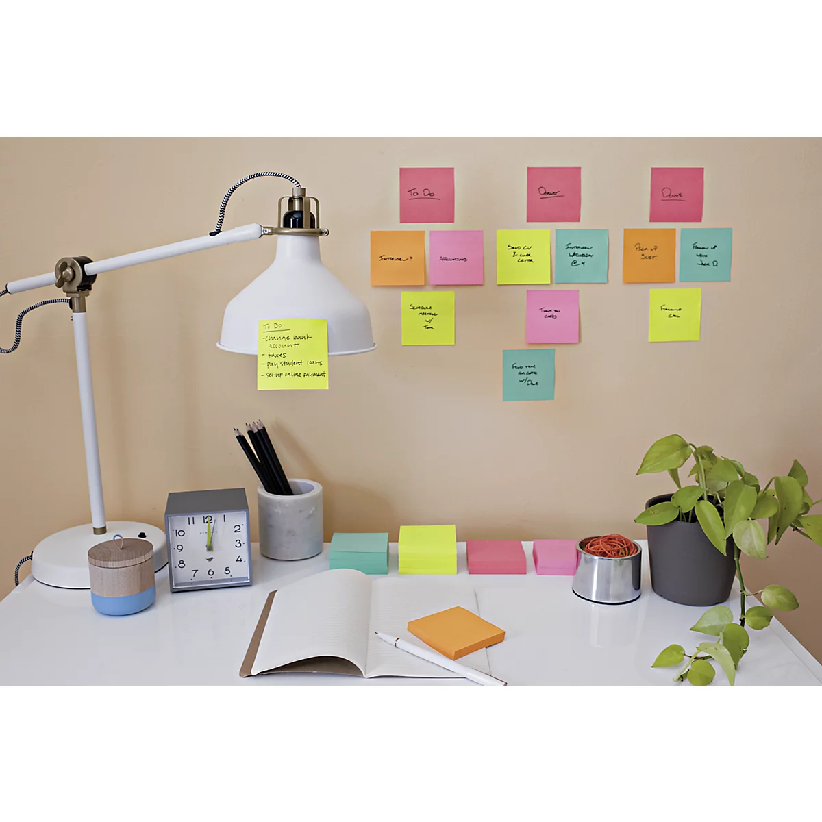 POST-IT Haftnotizen Super Sticky Notes Cosmic 622-12SS-COS, 48 x 48 mm, wiederablösbar, cellophanfrei verpackt, farbig, 12 x 90 Blatt