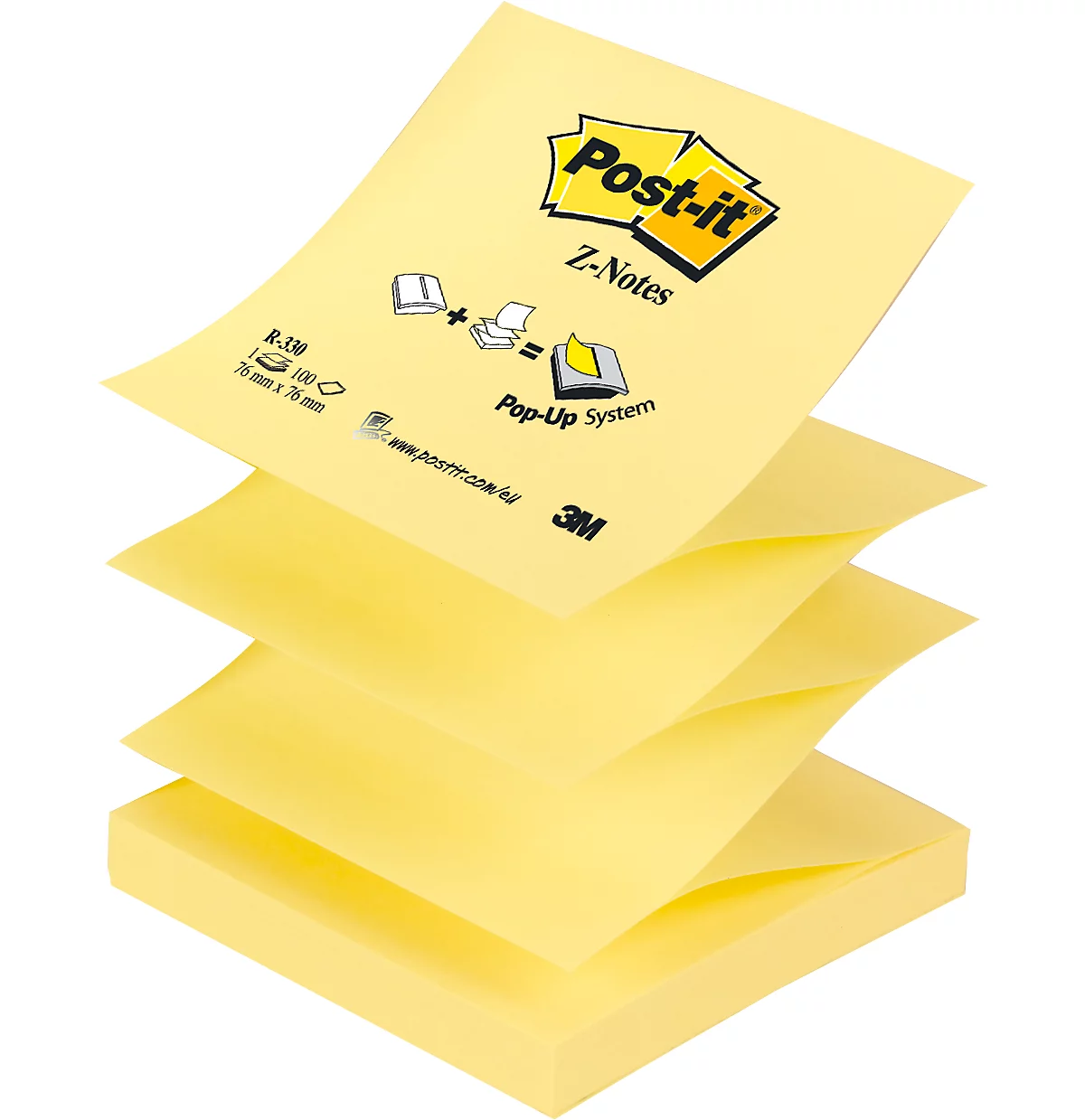 POST-IT Haftnotizen Z-Notes R 330, 1 Block, 100 Blatt, gelb