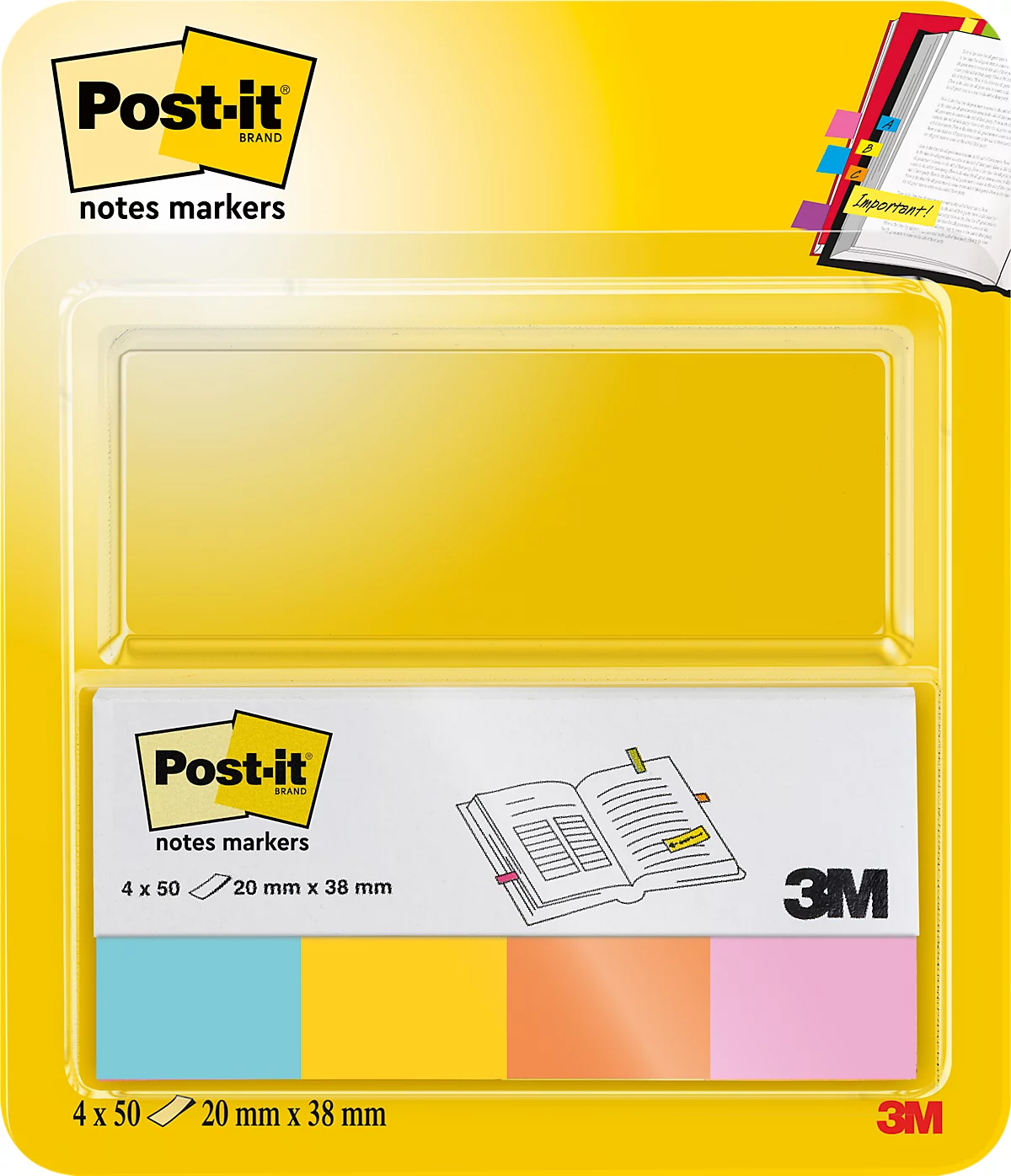 Post-it Haftstreifen 670-4B, 4 x 50 Blatt, farbsortiert