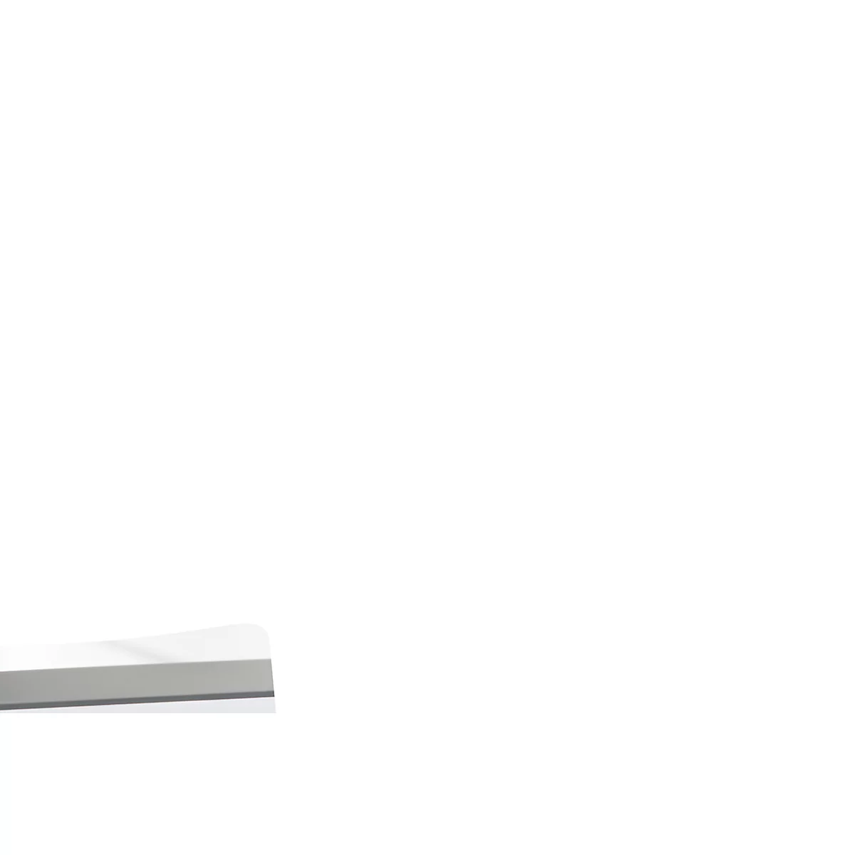 Table blanche, rectangulaire, design minimaliste, dans la partie inférieure de l'image.
