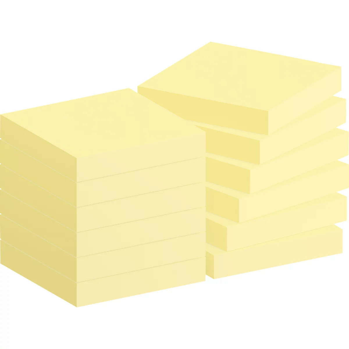 Deux piles de post-it jaunes, une grande, une petite.