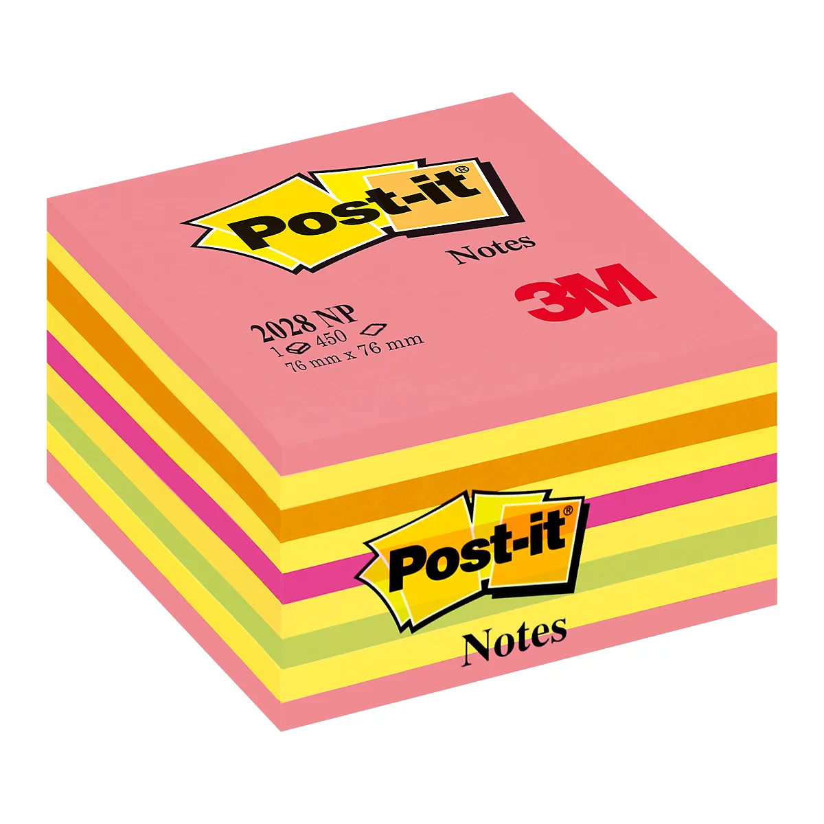 POST-IT notitieblaadjes kubus, 76 x 76 mm, neonroze