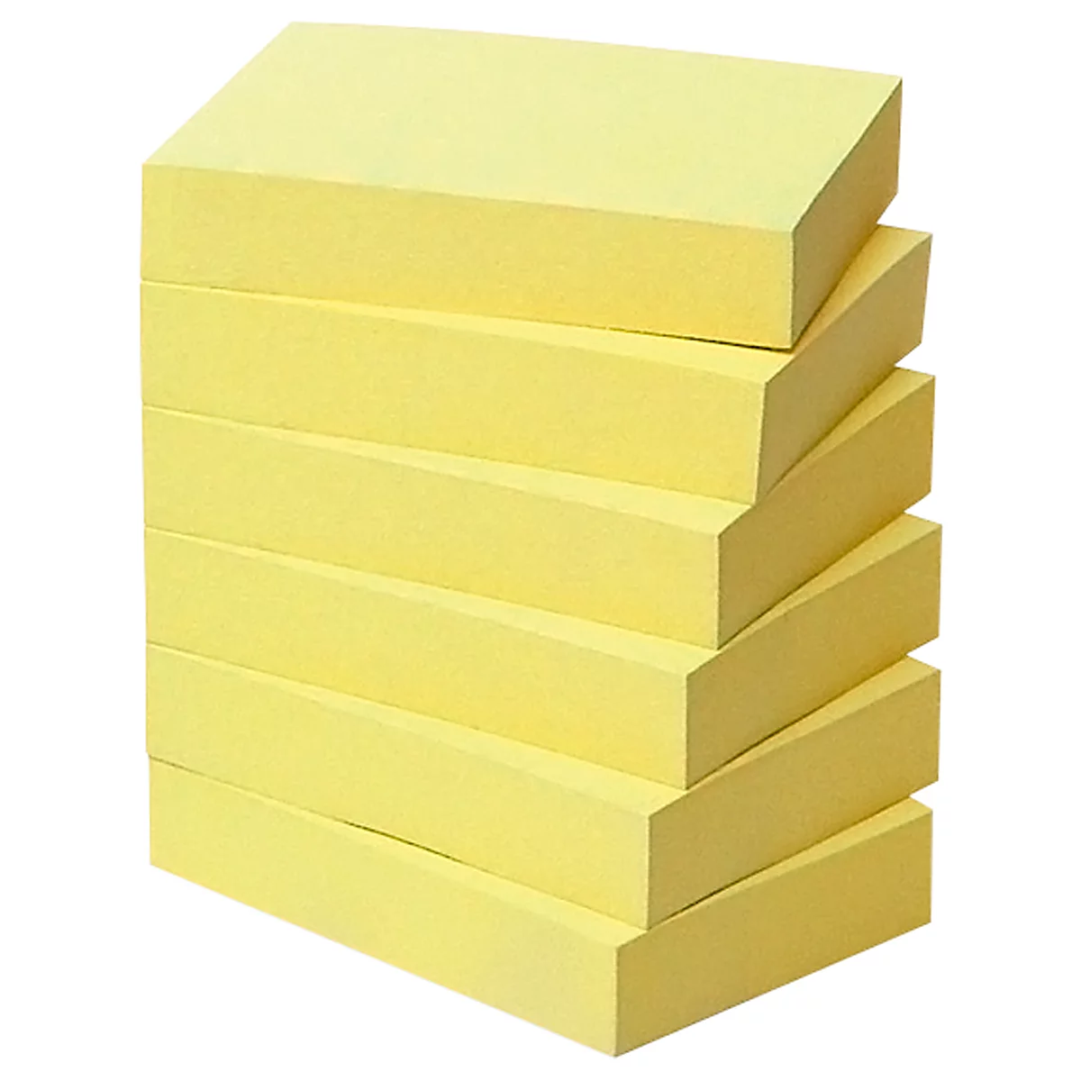A stack of yellow sticky notes set at an angle.