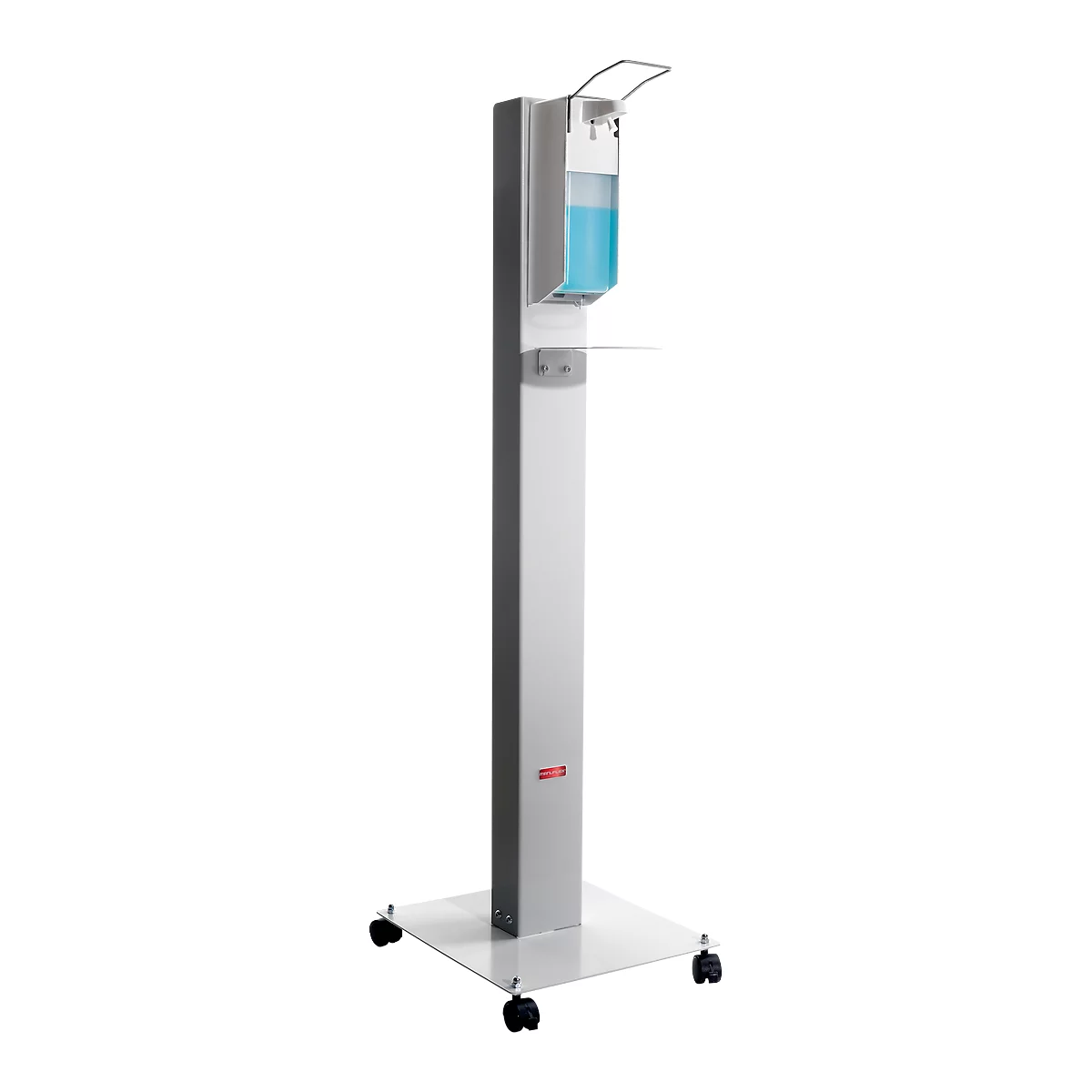 Poste d'hygiène mobile Manuflex Proficlean M, modulaire, L 400 x P 400 x H 1295 mm, acier, gris clair RAL 7035