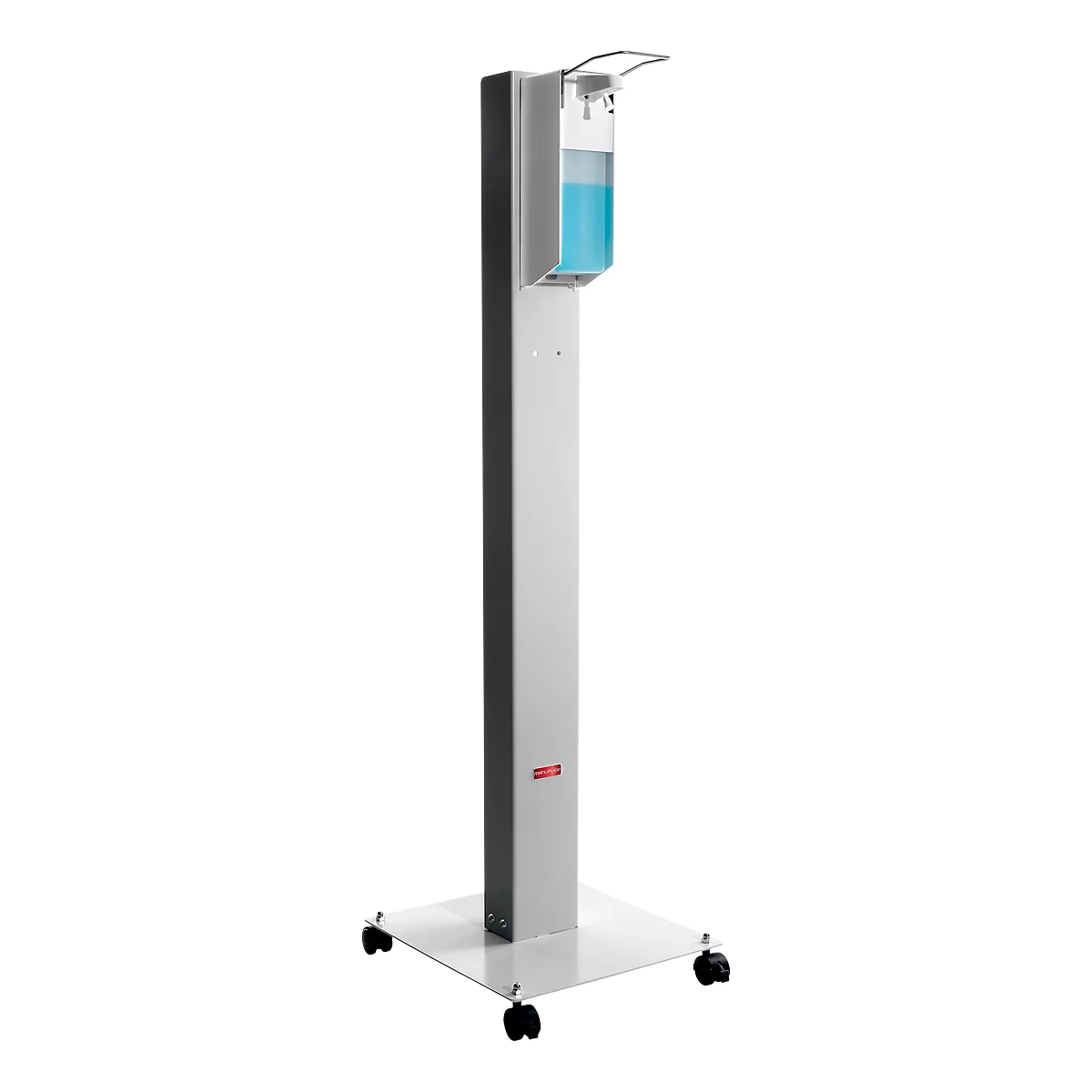 Poste d'hygiène mobile Manuflex Proficlean S, modulaire, L 400 x P 400 x H 1295 mm, acier, gris clair RAL 7035