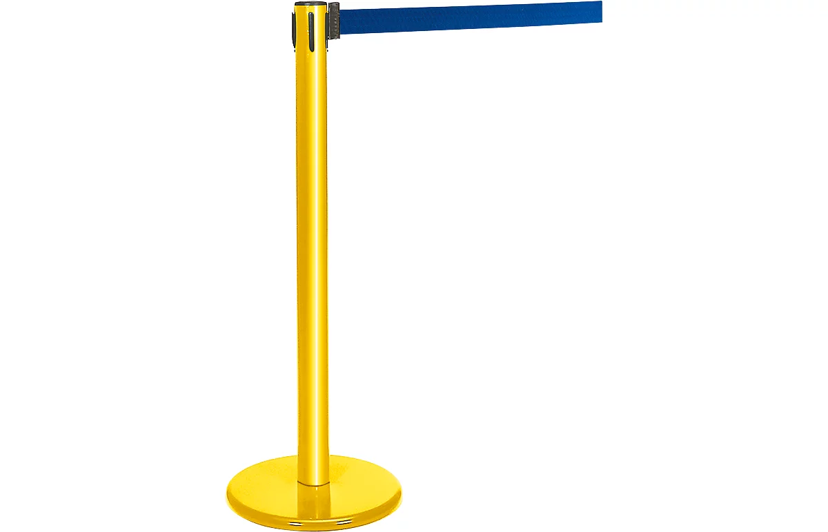 Poste de cinta amarillo, cinta azul